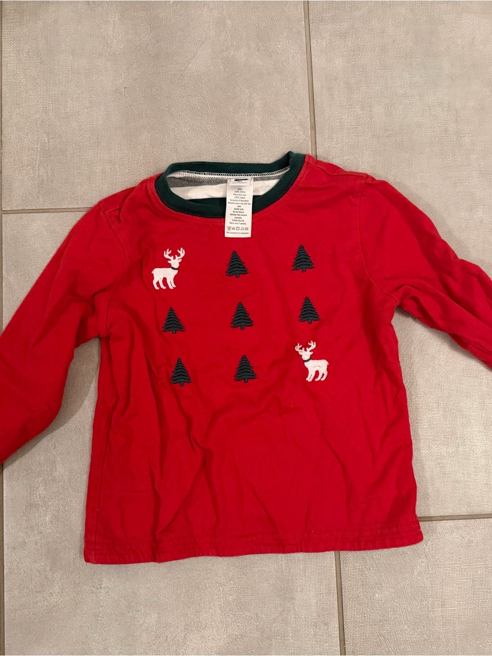 Janie and Jack Boys 2T Reversible Christmas Reindeer Tree Stripe Shirt